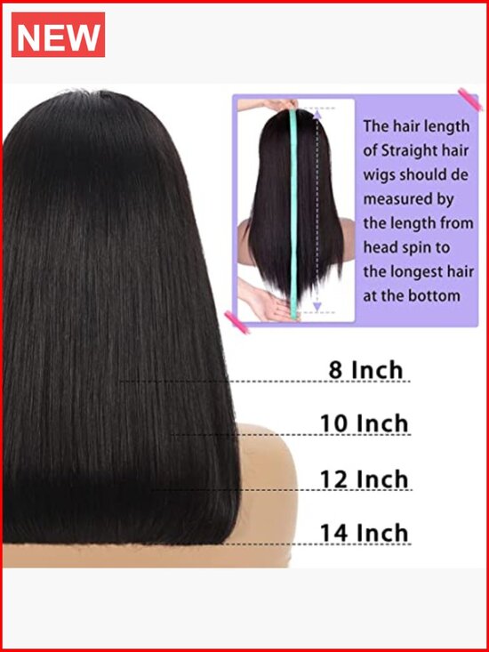 10 Inch Bob Wig Human Hair 13x4 HD Lace Front Pre Plucked Glueless Straight main image 2